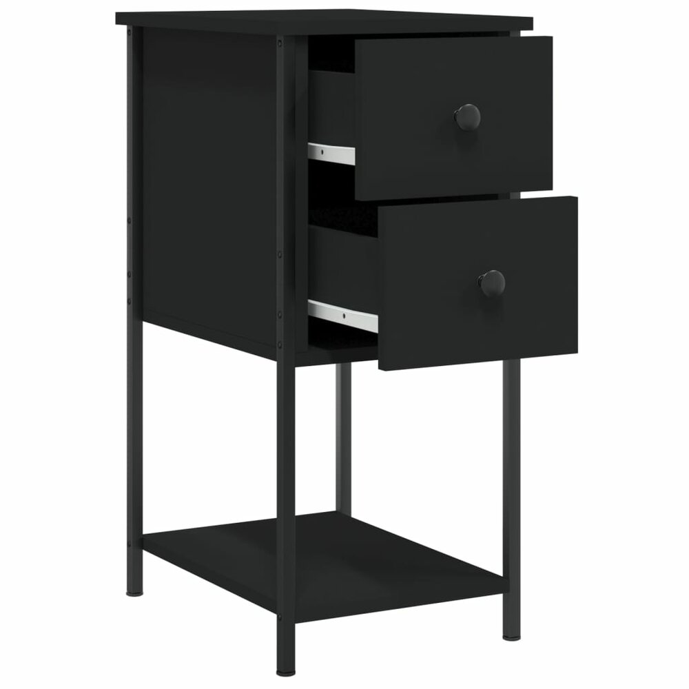 Nachtkastjes 2 st 32x42x70 cm bewerkt hout zwart