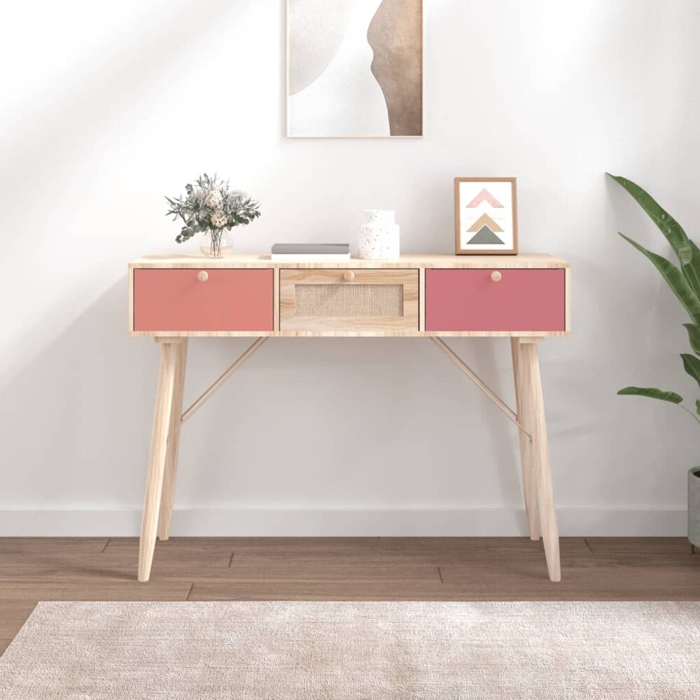 Wandtafel met lades 105x30x75 cm bewerkt hout
