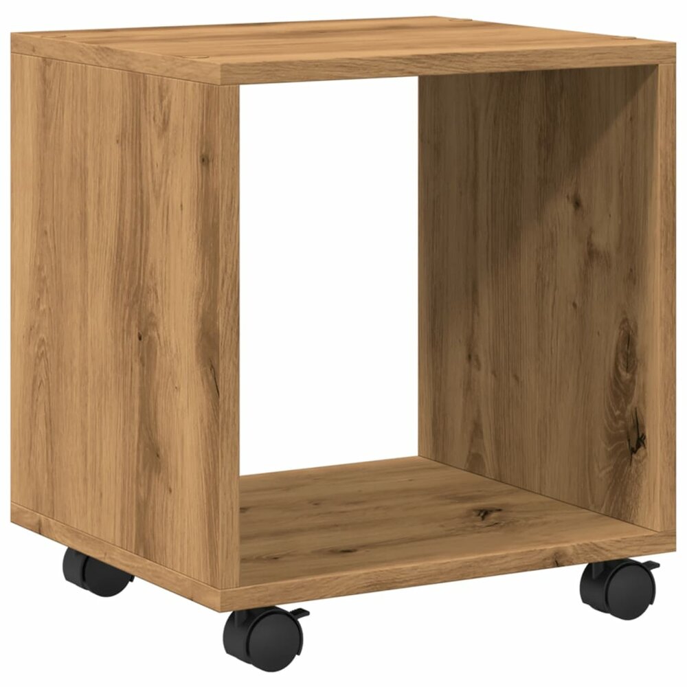 Rolkast 37x33x42,5 cm bewerkt hout artisanaal eikenkleurig