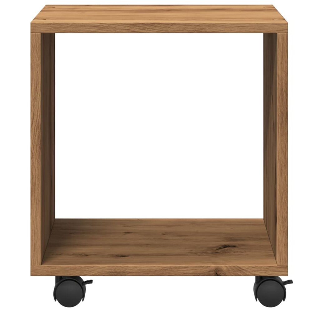 Rolkast 37x33x42,5 cm bewerkt hout artisanaal eikenkleurig