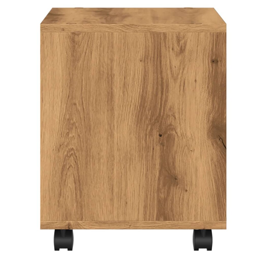 Rolkast 37x33x42,5 cm bewerkt hout artisanaal eikenkleurig