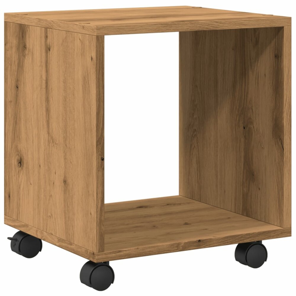 Rolkast 37x33x42,5 cm bewerkt hout artisanaal eikenkleurig