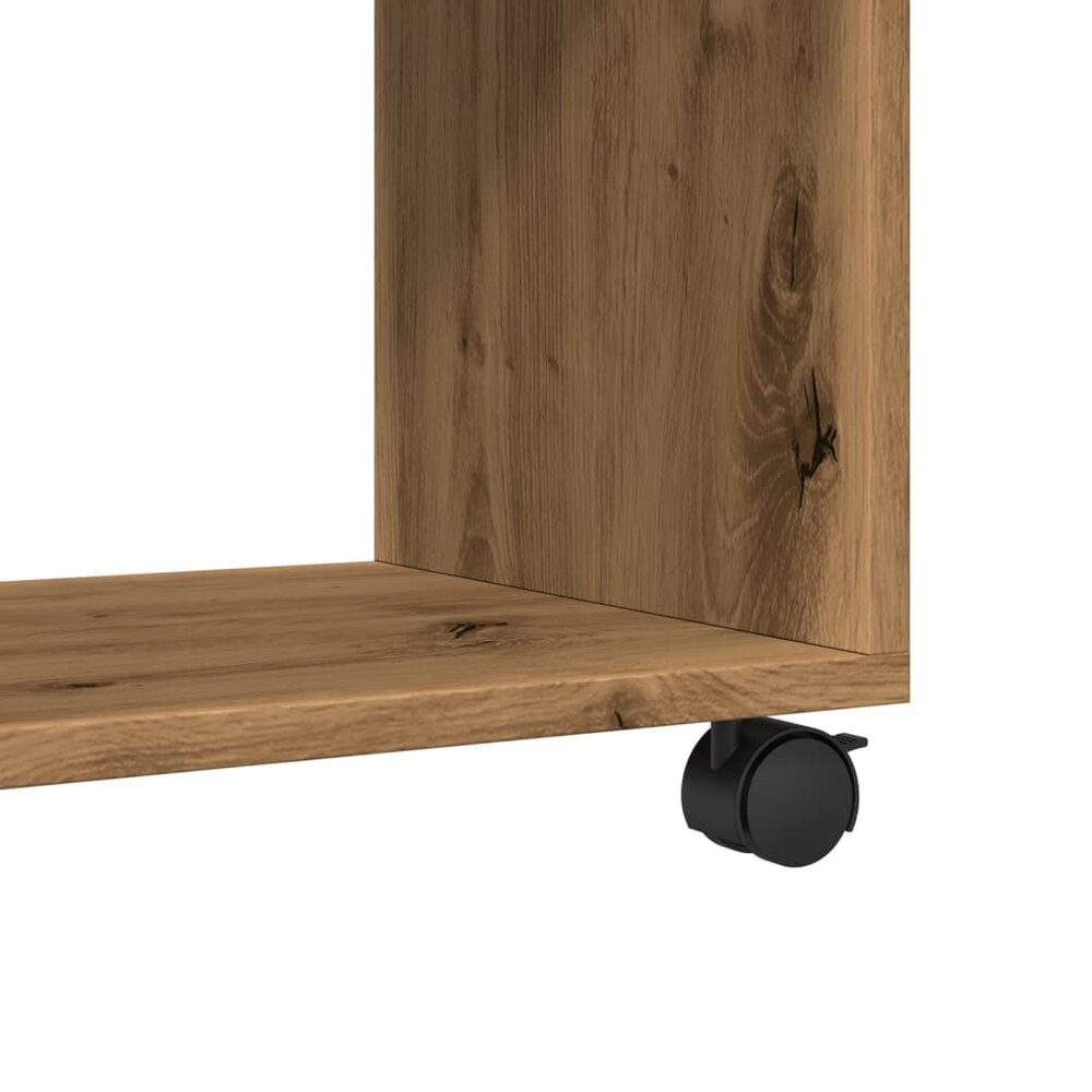 Rolkast 37x33x42,5 cm bewerkt hout artisanaal eikenkleurig