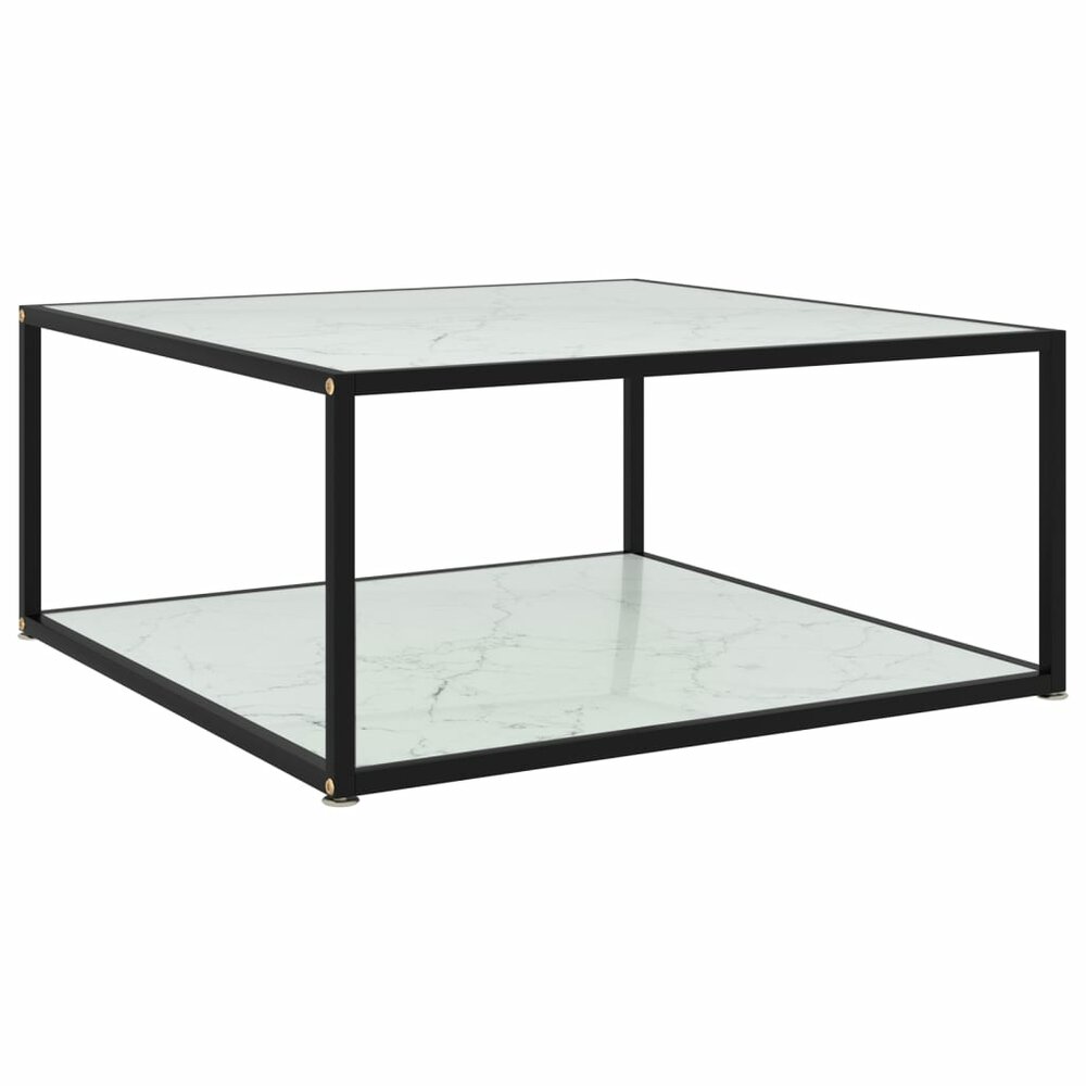 Salontafel 80x80x35 cm gehard glas wit