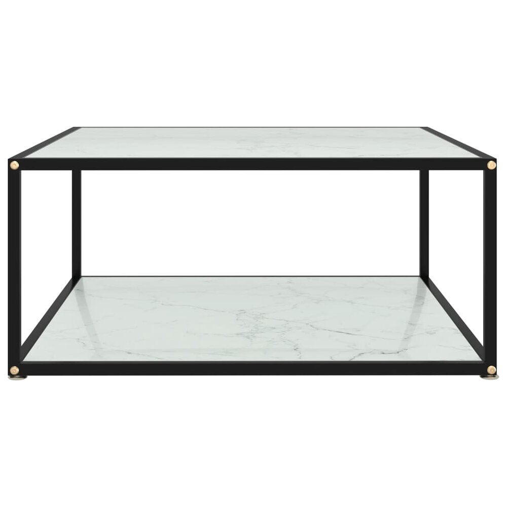 Salontafel 80x80x35 cm gehard glas wit
