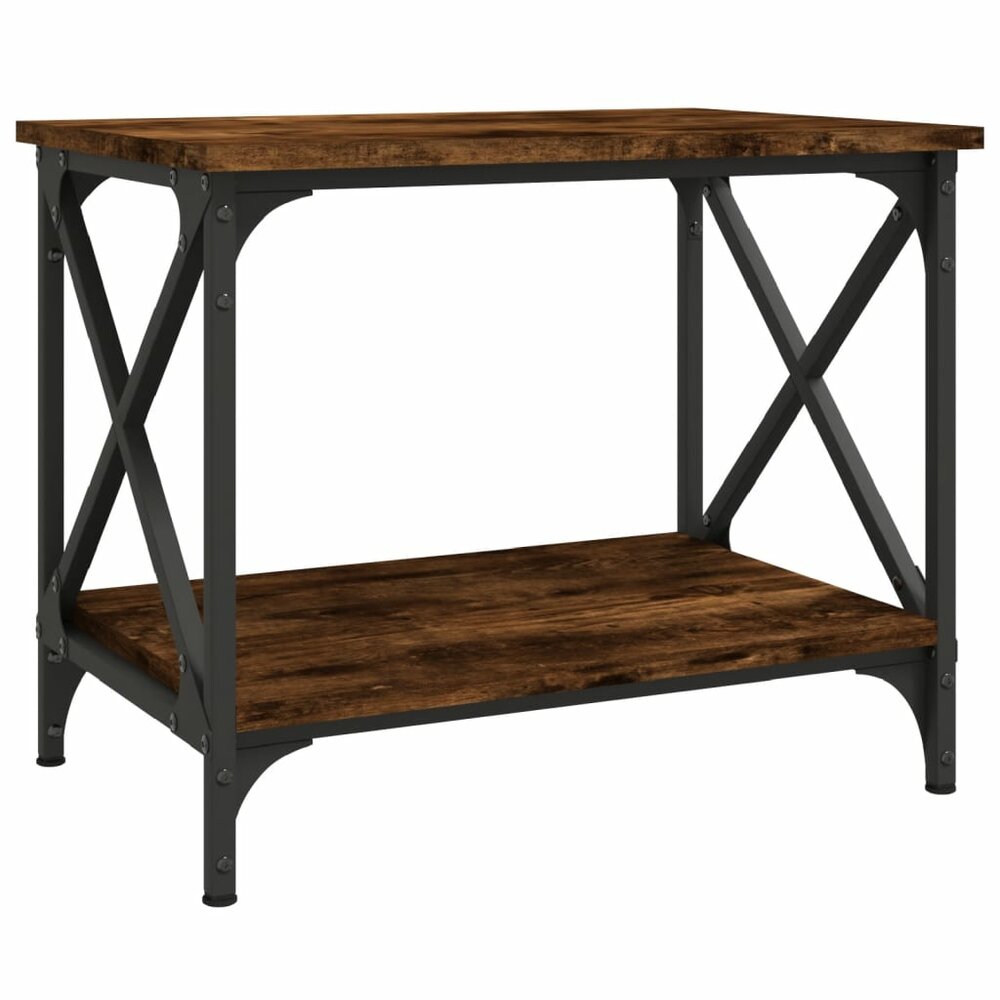 Bijzettafel 55x38x45 cm bewerkt hout bruin eikenkleur