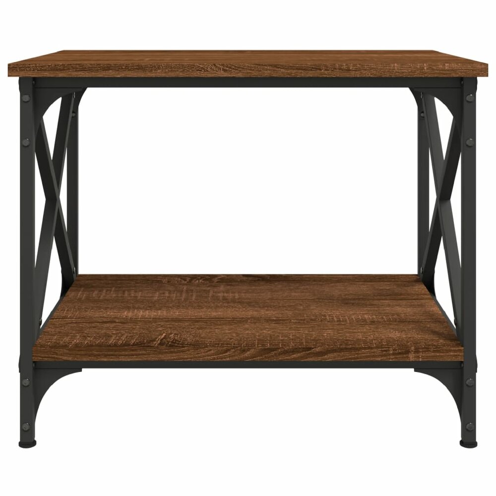 Bijzettafel 55x38x45 cm bewerkt hout bruin eikenkleur
