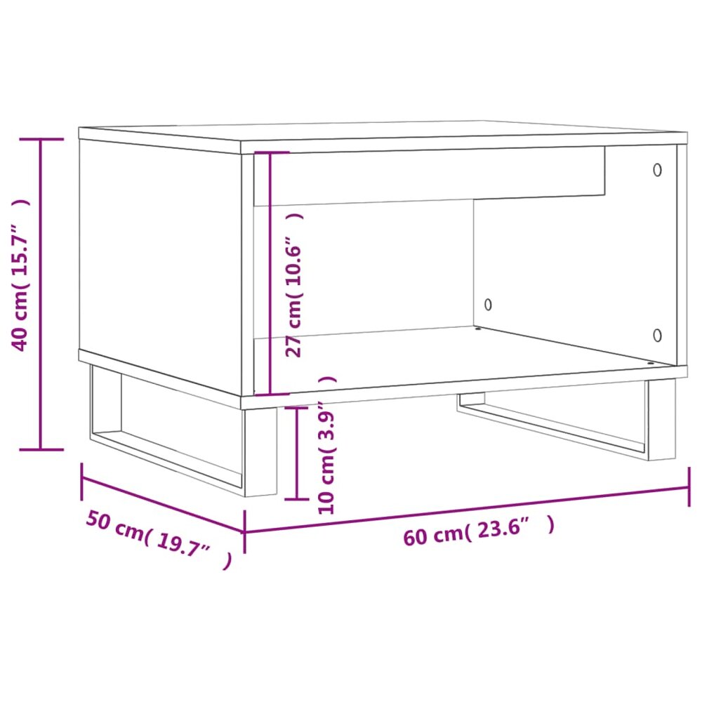 Salontafel 60x50x40 cm bewerkt hout wit