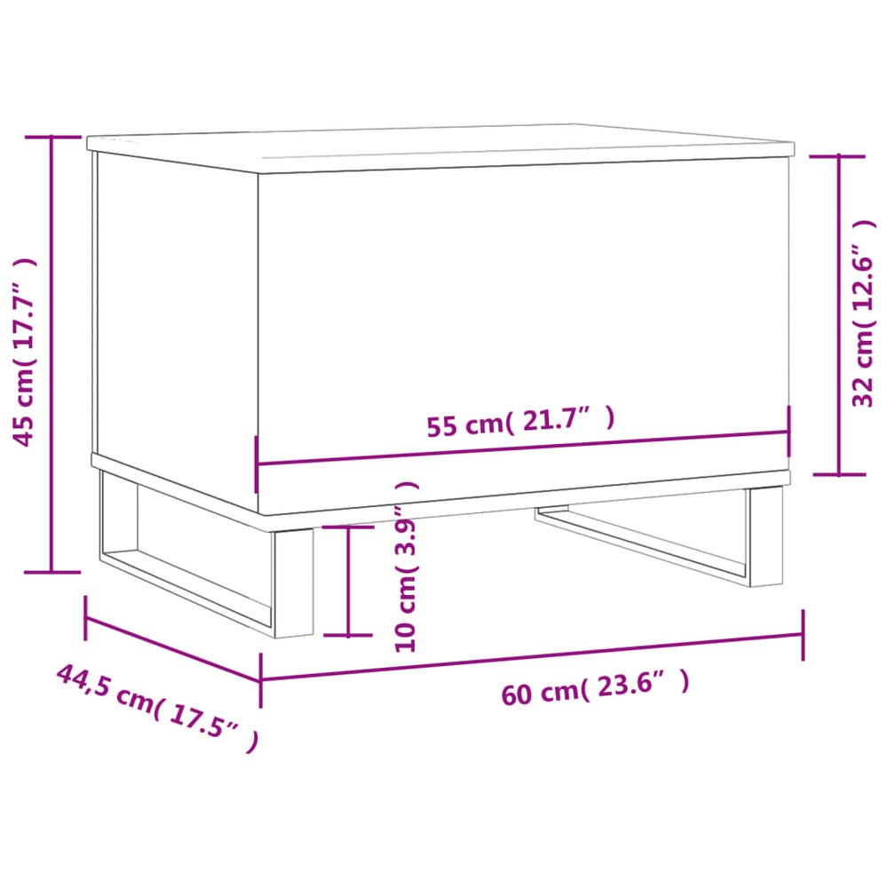 Salontafel 60x44,5x45 cm bewerkt hout gerookt eikenkleurig