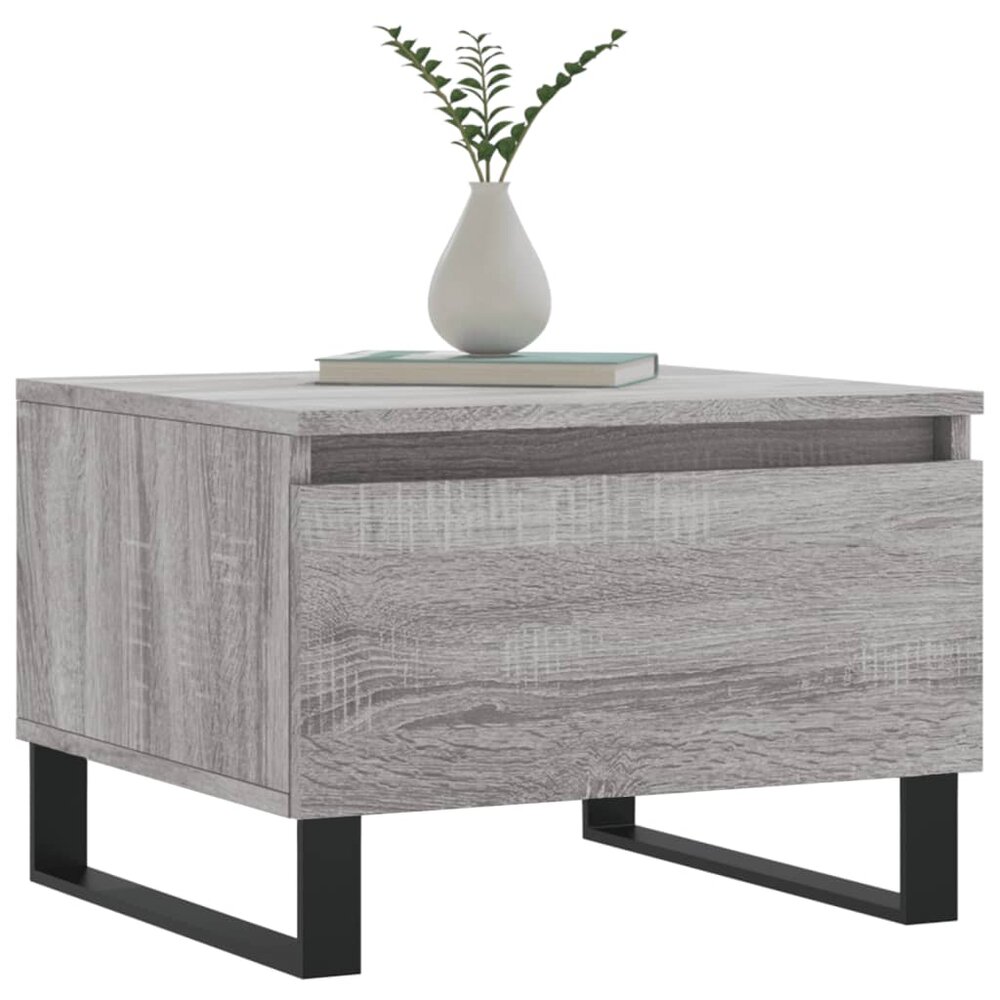 Salontafel 50x46x35 cm bewerkt hout grijs sonoma eikenkleurig