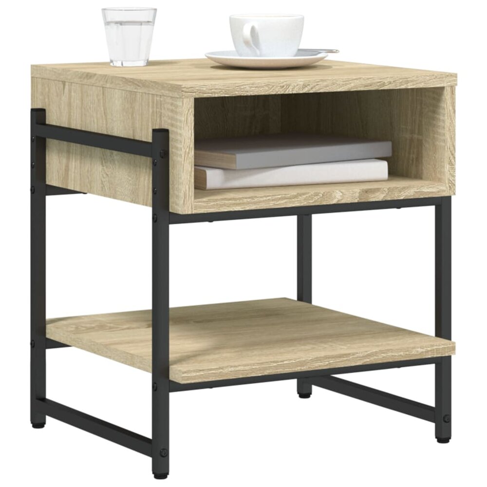 Salontafel 40x40x45 cm bewerkt hout sonoma eikenkleurig
