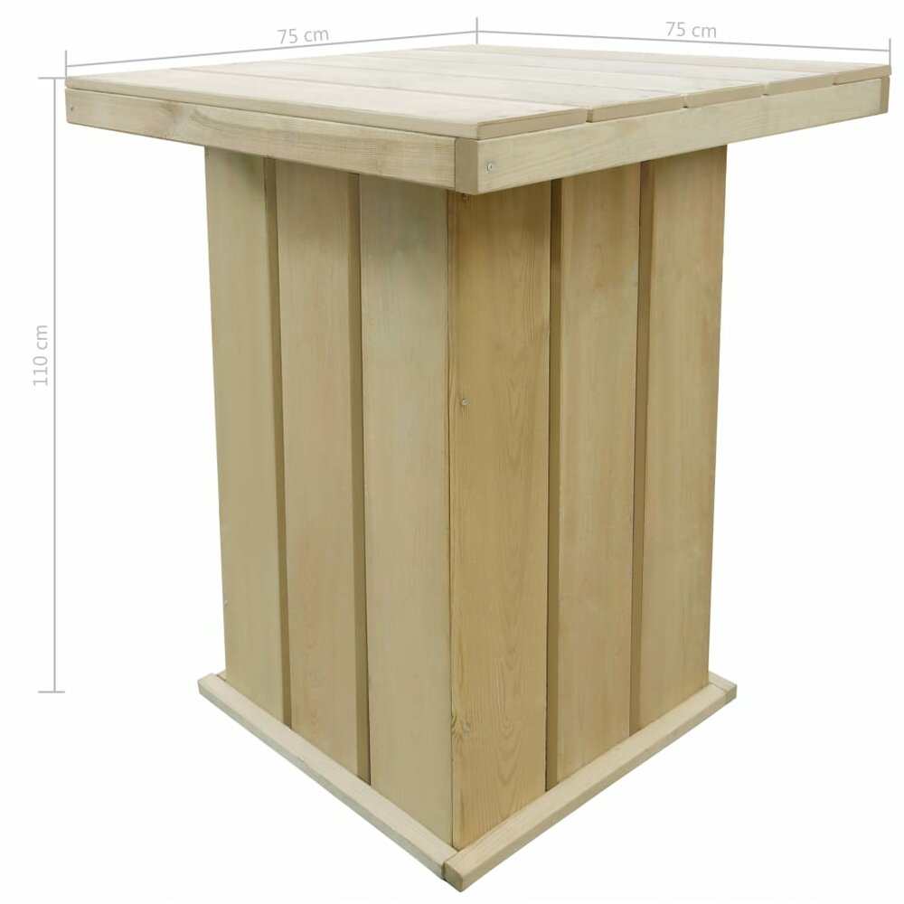 Bartafel 75x75x110 cm ge&iuml;mpregneerd grenenhout