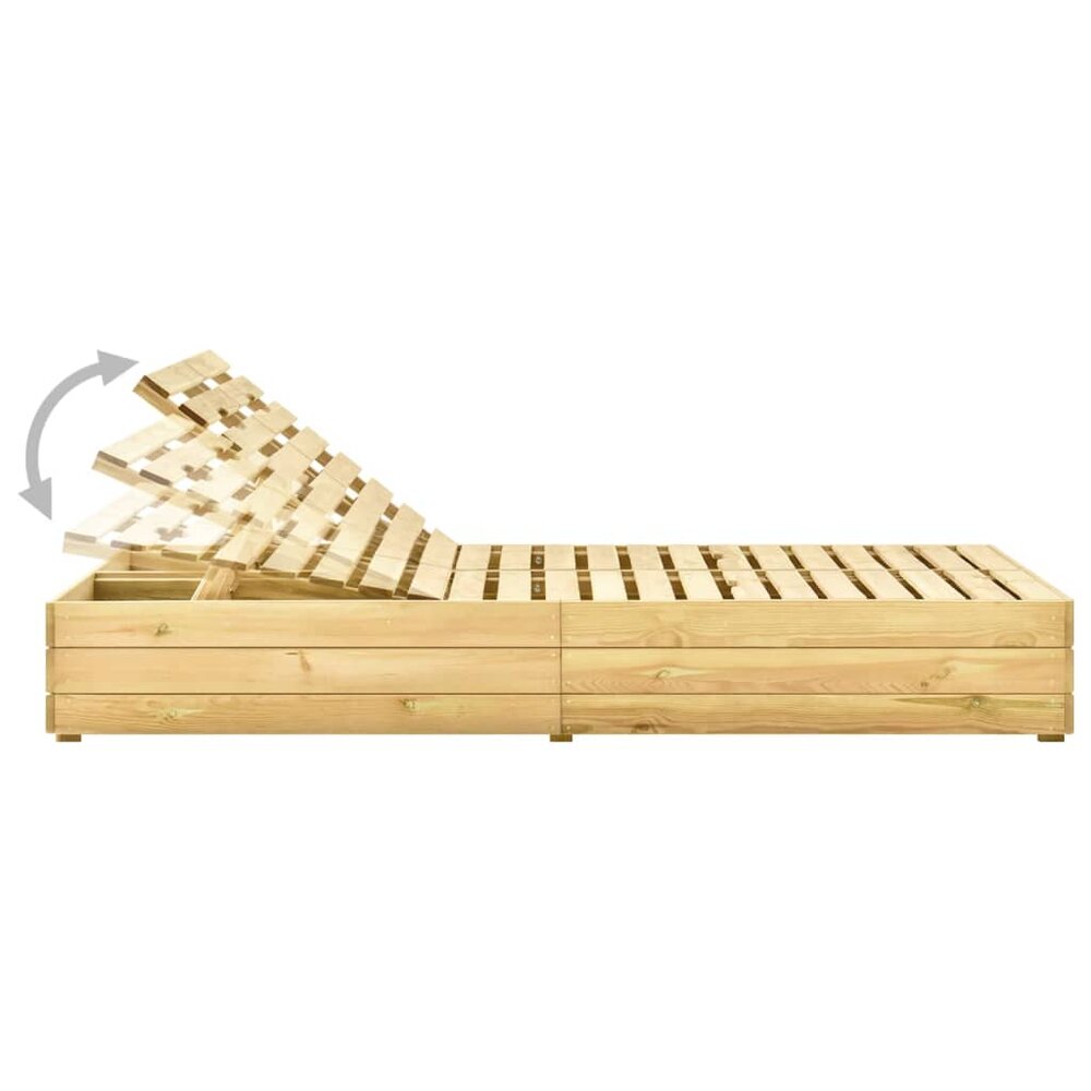 Ligbed tweepersoons met taupe kussens ge&iuml;mpregneerd grenenhout