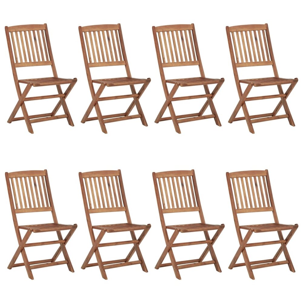 Tuinstoelen 8 st inklapbaar met kussens massief acaciahout