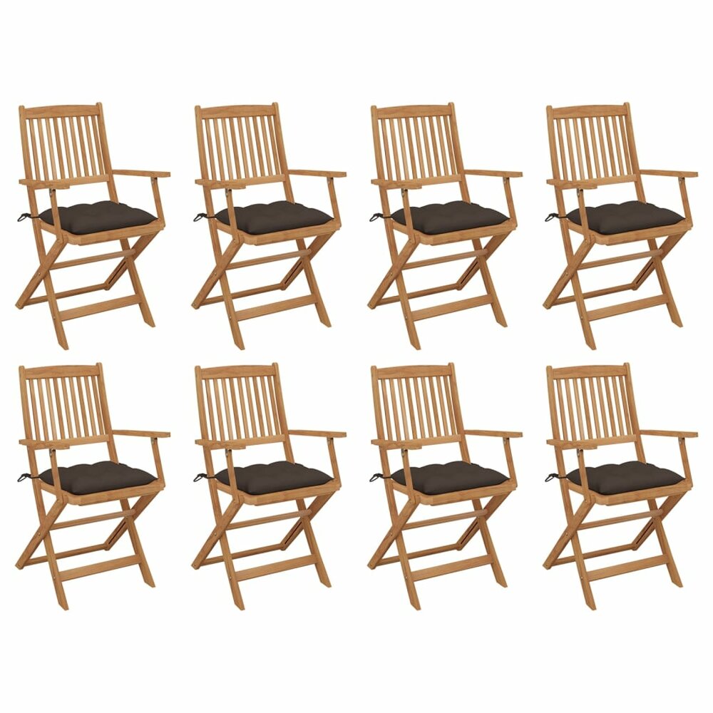 Tuinstoelen 8 st inklapbaar met kussens massief acaciahout