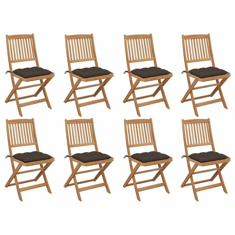 Tuinstoelen 8 st inklapbaar met kussens massief acaciahout