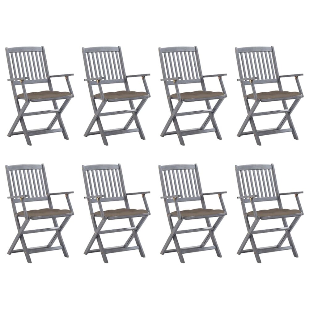 Tuinstoelen 8 st inklapbaar met kussens massief acaciahout