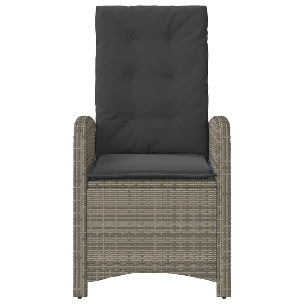 Tuinstoelen 2 st verstelbaar met kussens poly rattan grijs