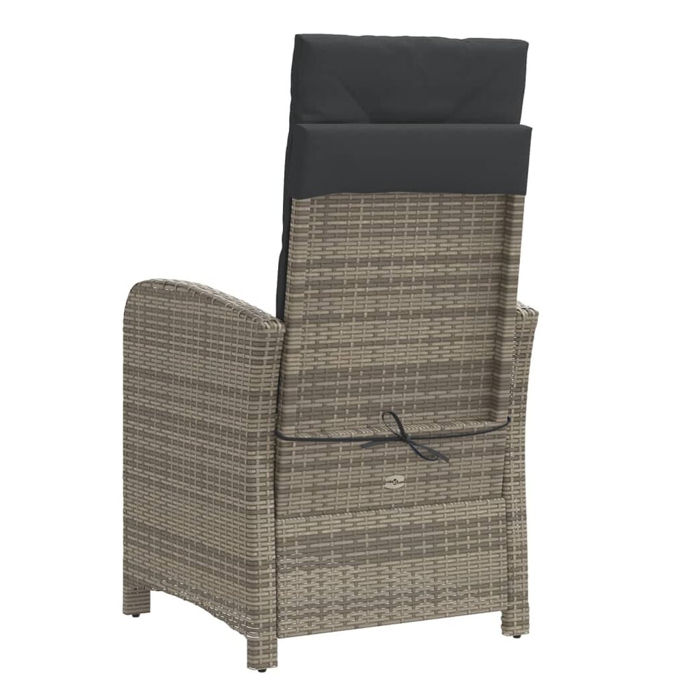 Tuinstoelen 2 st verstelbaar met kussens poly rattan grijs