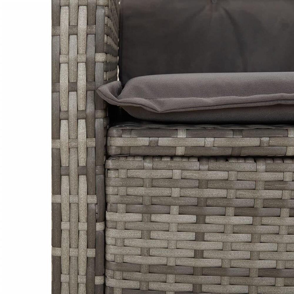 Tuinstoelen 2 st verstelbaar met kussens poly rattan grijs