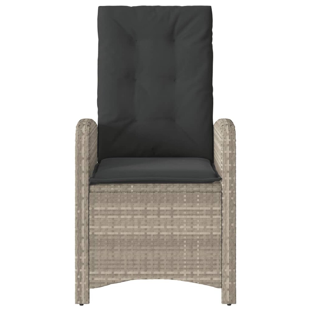 Tuinstoelen 2 st verstelbaar met kussens poly rattan lichtgrijs