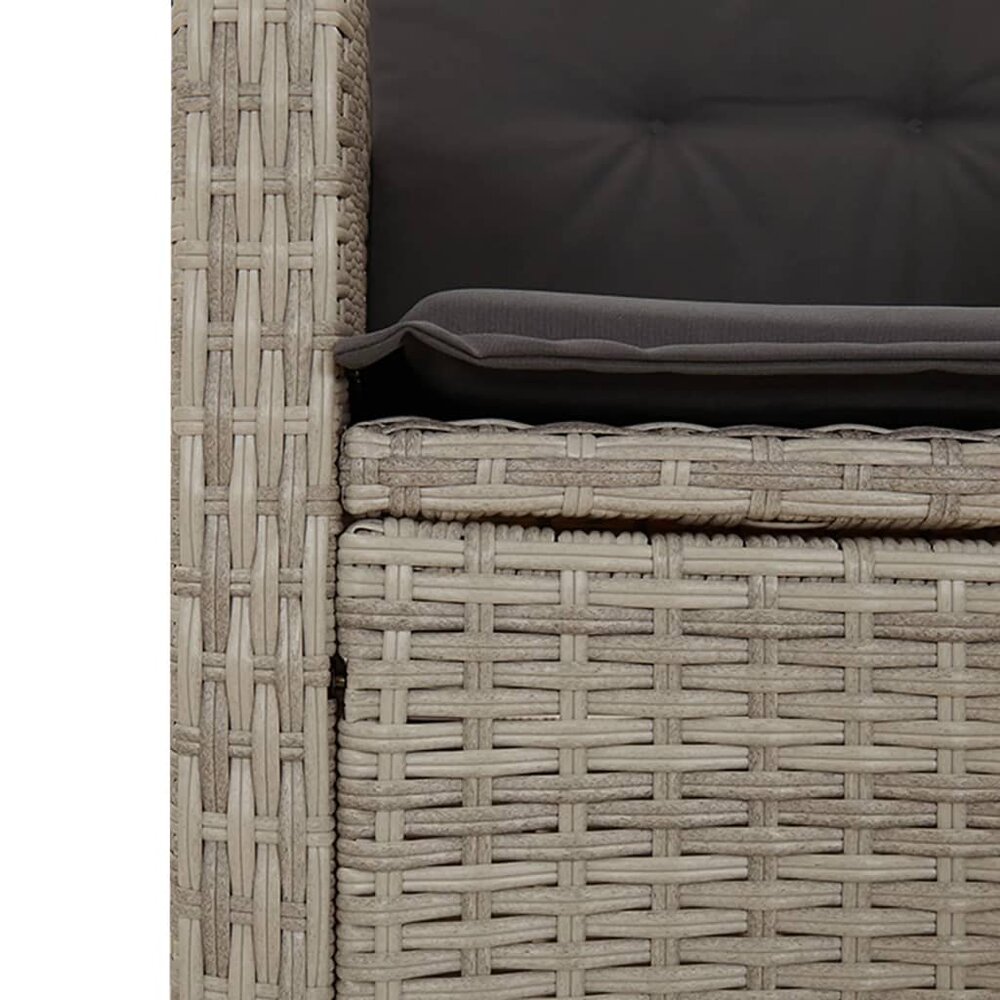 Tuinstoelen 2 st verstelbaar met kussens poly rattan lichtgrijs