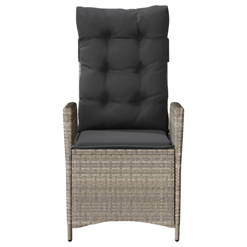 Tuinstoelen 2 st verstelbaar met kussens poly rattan lichtgrijs