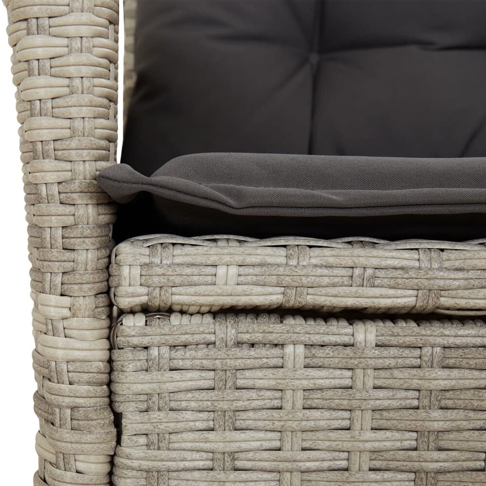 Tuinstoelen 2 st verstelbaar met kussens poly rattan lichtgrijs