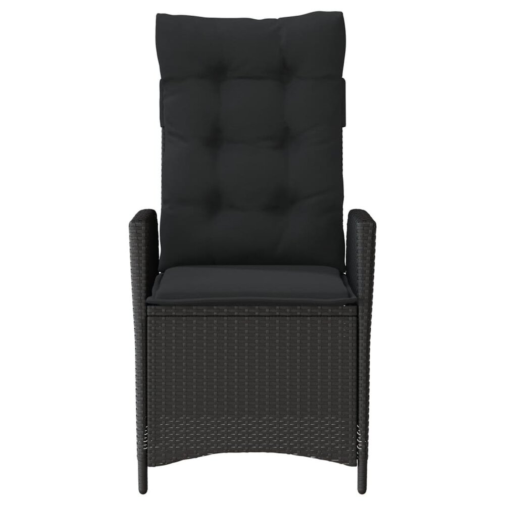 Tuinstoelen 2 st verstelbaar met kussens poly rattan zwart