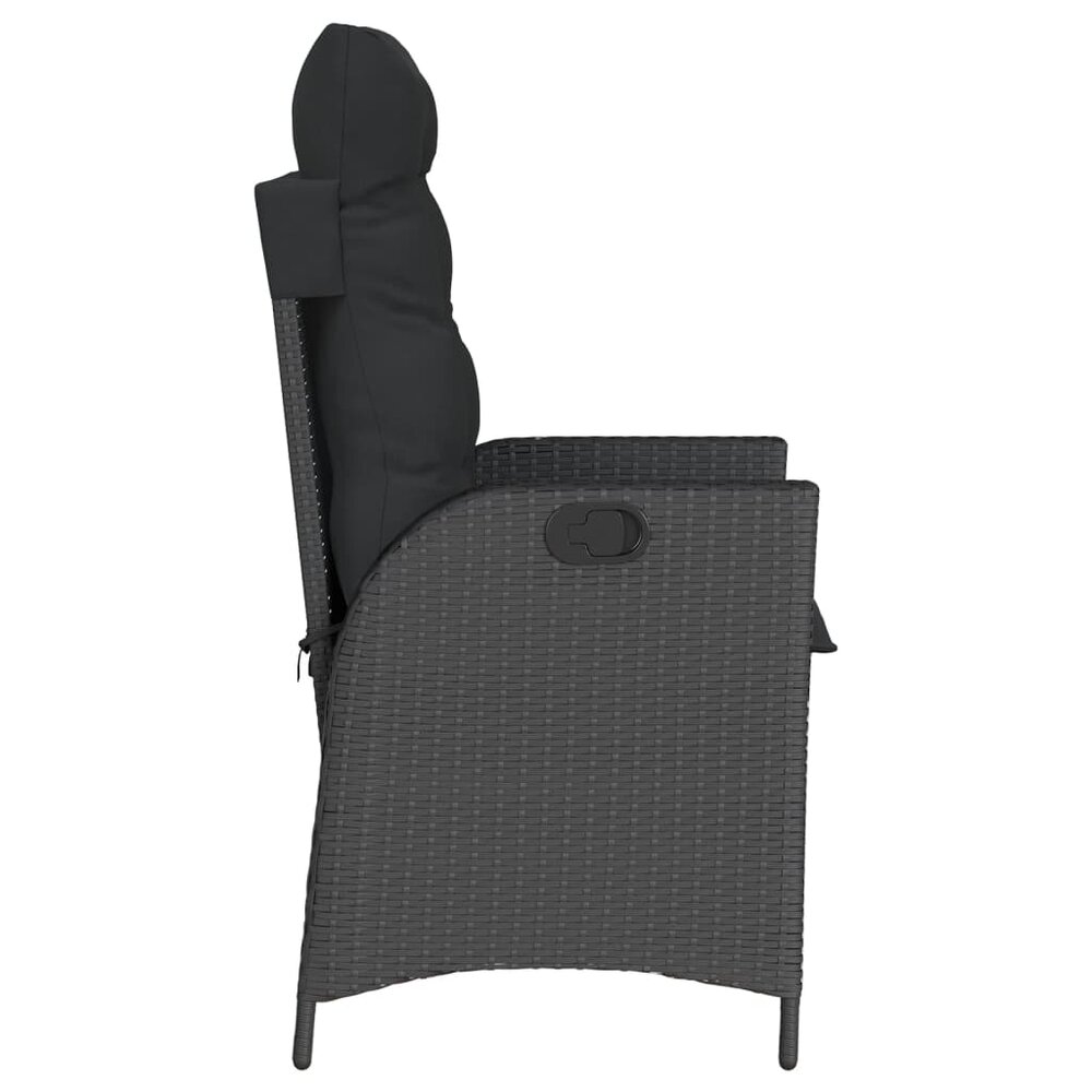 Tuinstoelen 2 st verstelbaar met kussens poly rattan zwart