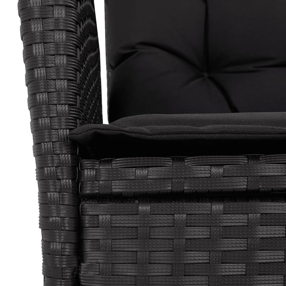 Tuinstoelen 2 st verstelbaar met kussens poly rattan zwart