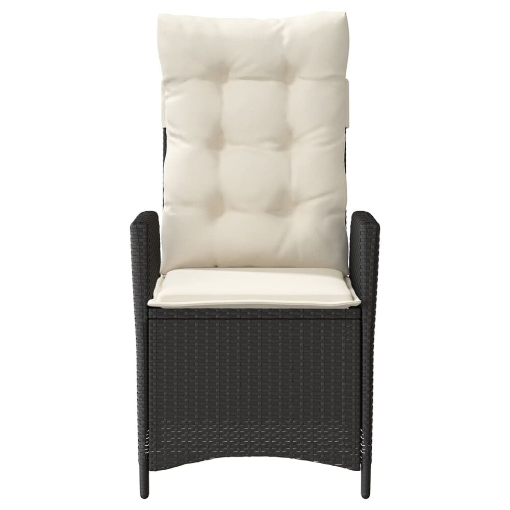 Tuinstoelen 2 st verstelbaar met kussens poly rattan zwart