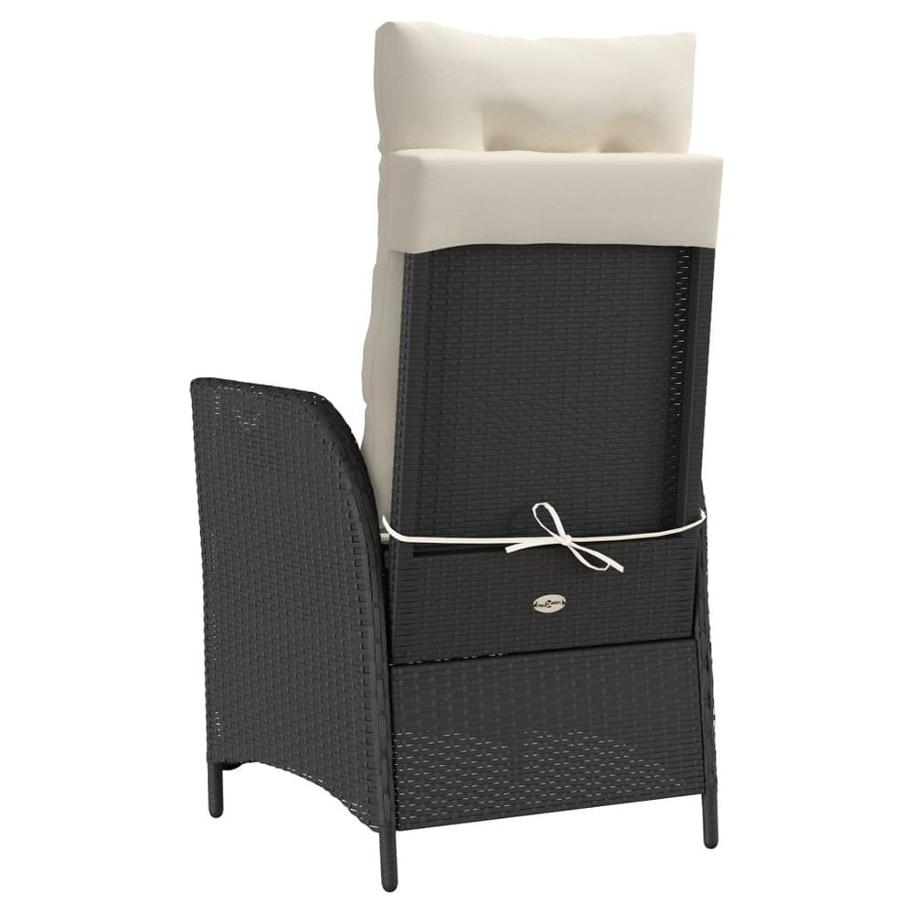 Tuinstoelen 2 st verstelbaar met kussens poly rattan zwart