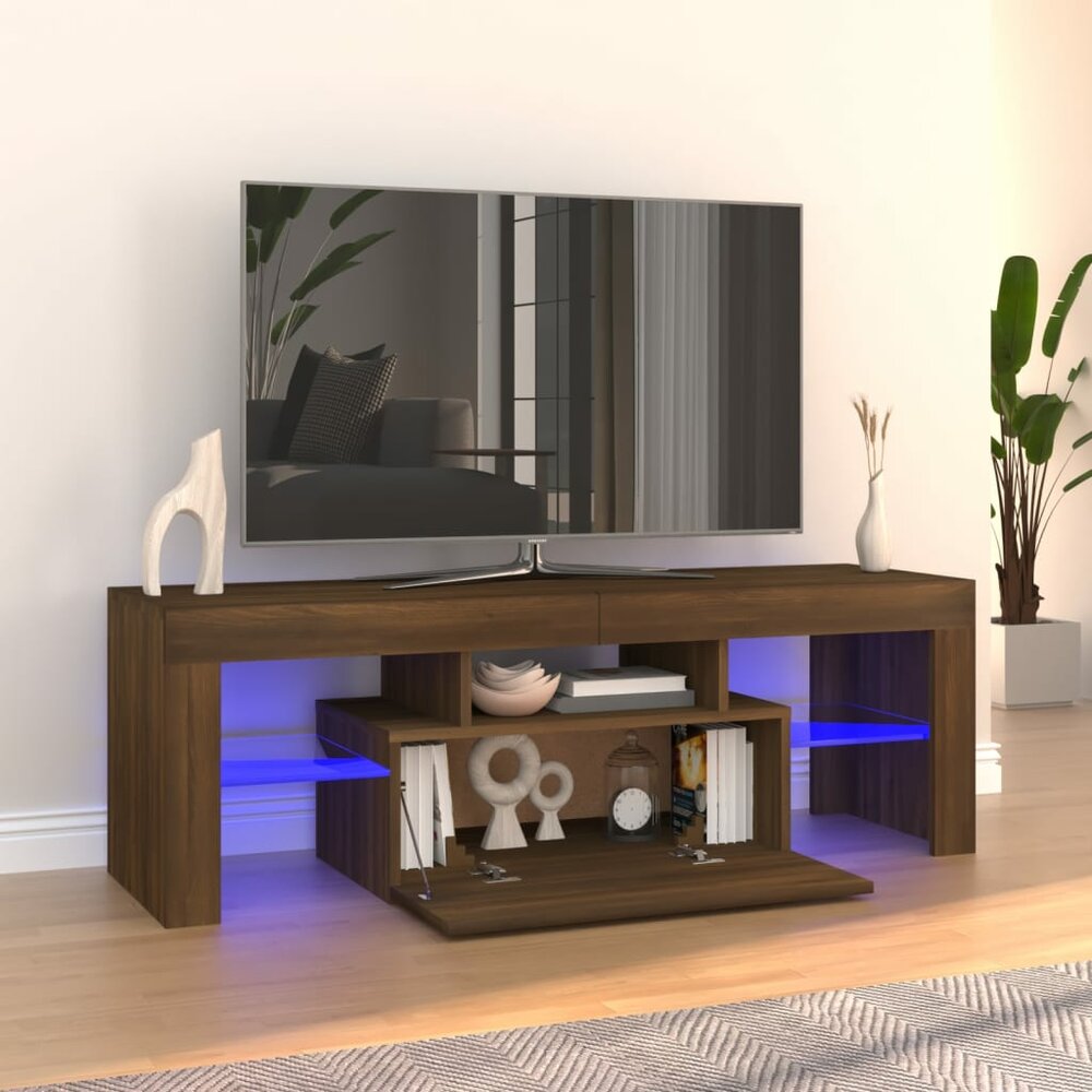 Tv-meubel met LED-verlichting 120x35x40 cm bruin eikenkleur