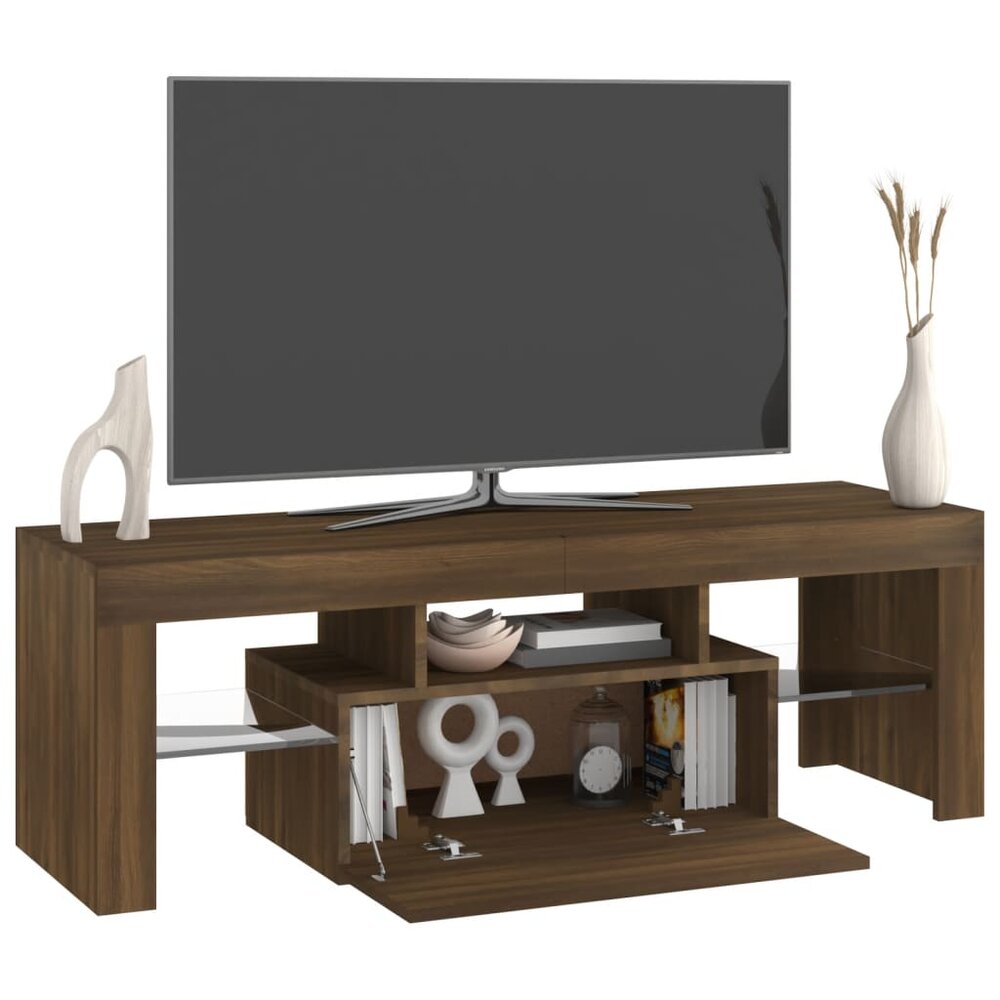 Tv-meubel met LED-verlichting 120x35x40 cm bruin eikenkleur