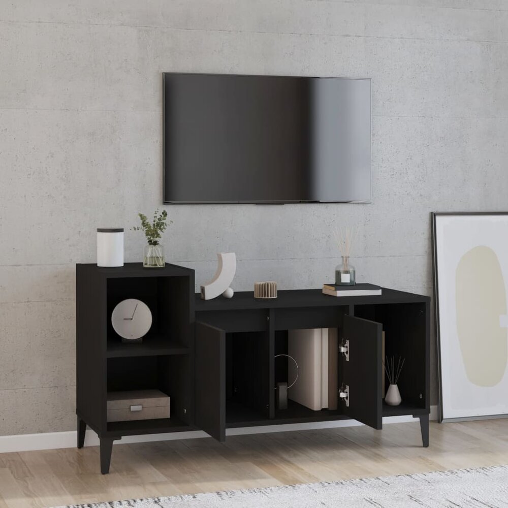 Tv-meubel 100x35x55 cm bewerkt hout zwart