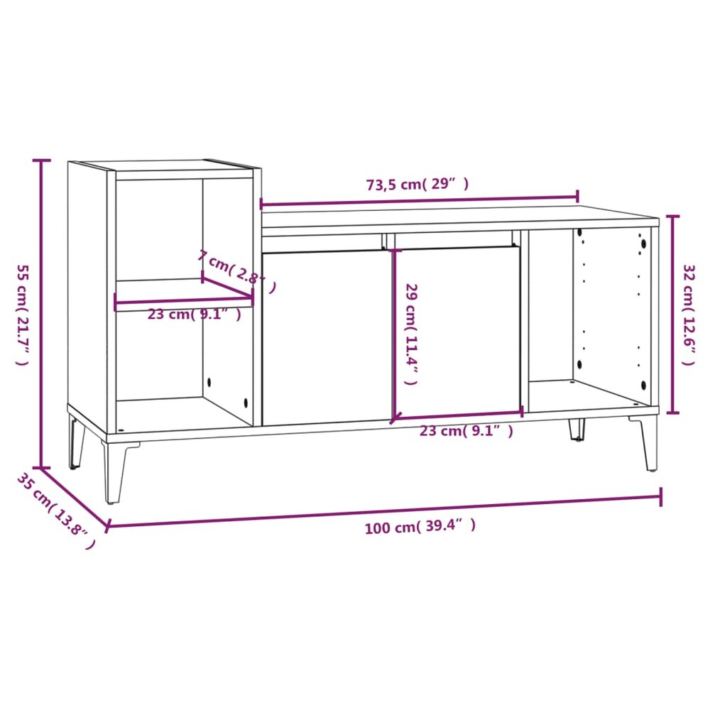 Tv-meubel 100x35x55 cm bewerkt hout zwart