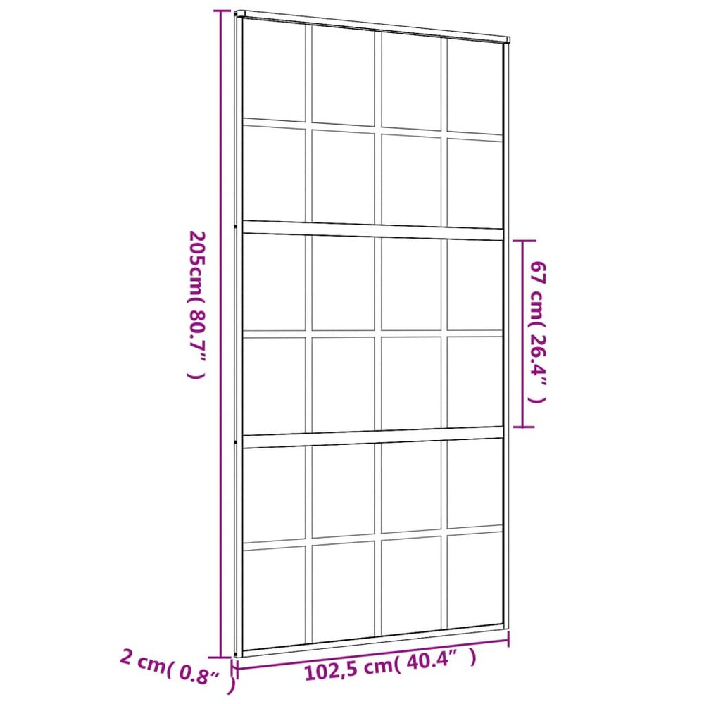 Schuifdeur 102,5x205 cm helder ESG-glas en aluminium goudkleur