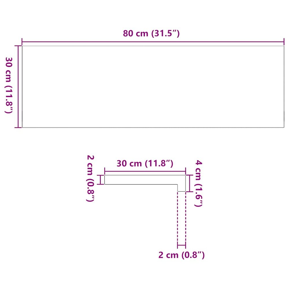 Vensterbanken 2 st 80x30x2 cm massief eikenhout lichtbruin