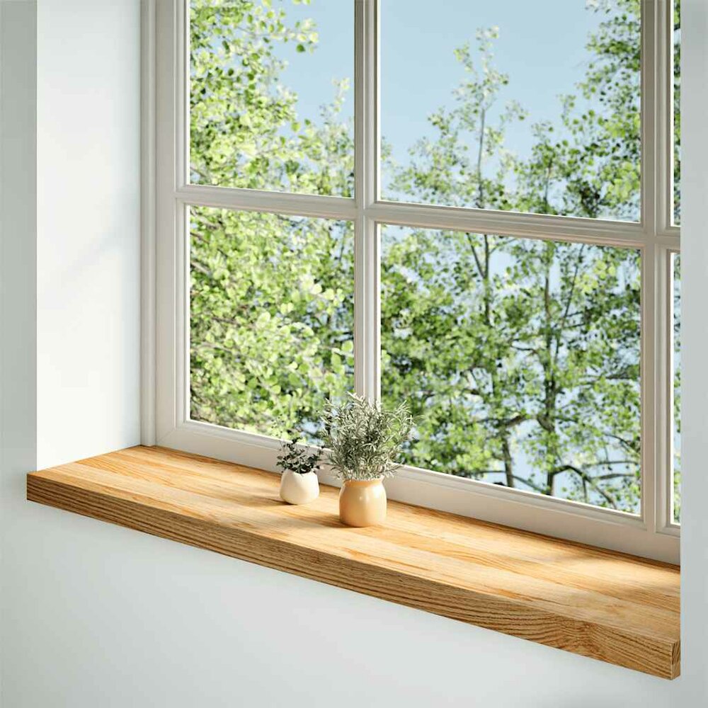 Vensterbanken 2 st 100x30x2 cm massief eikenhout lichtbruin