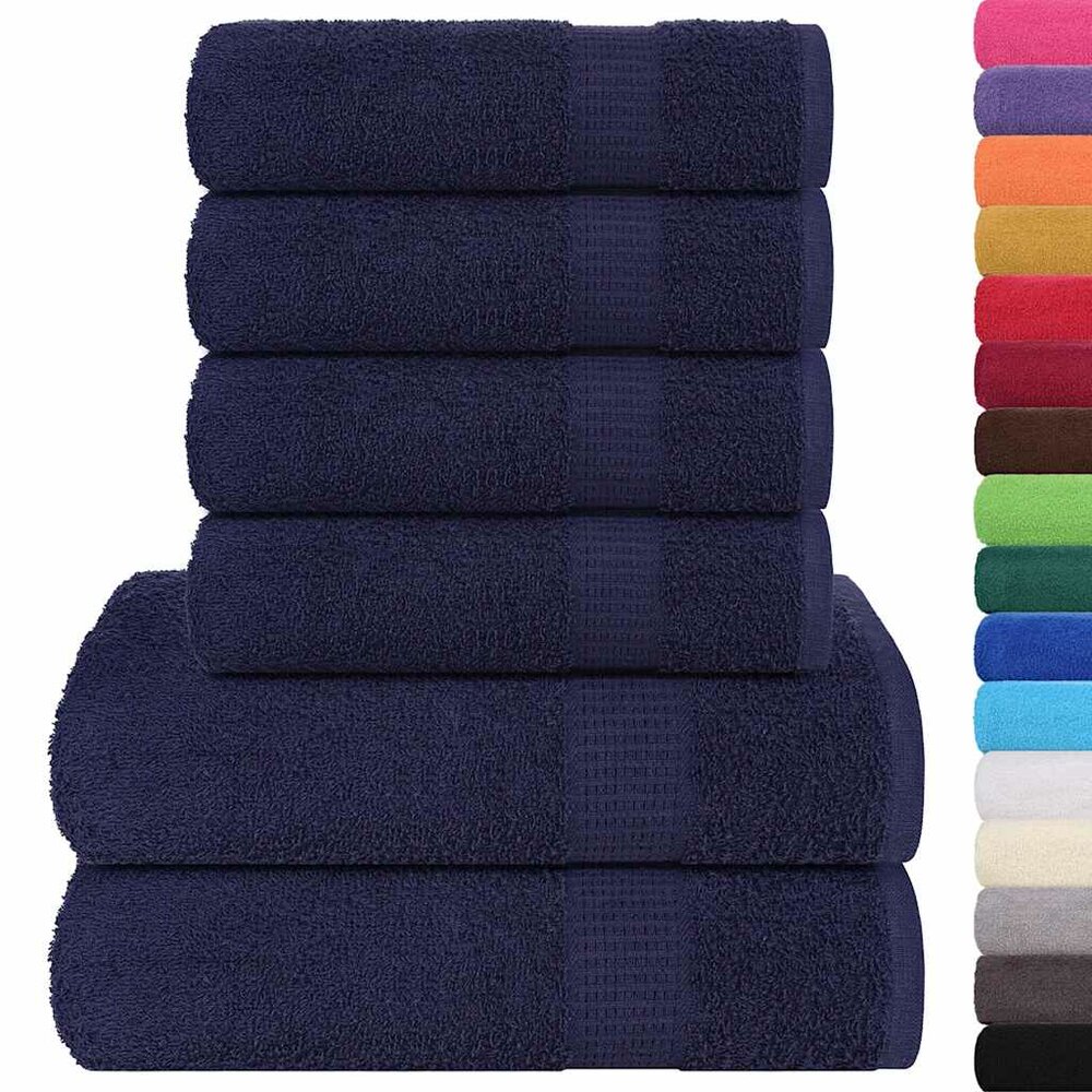 6-delige Handdoekenset 360 g/m&sup2; 100% katoen marineblauw