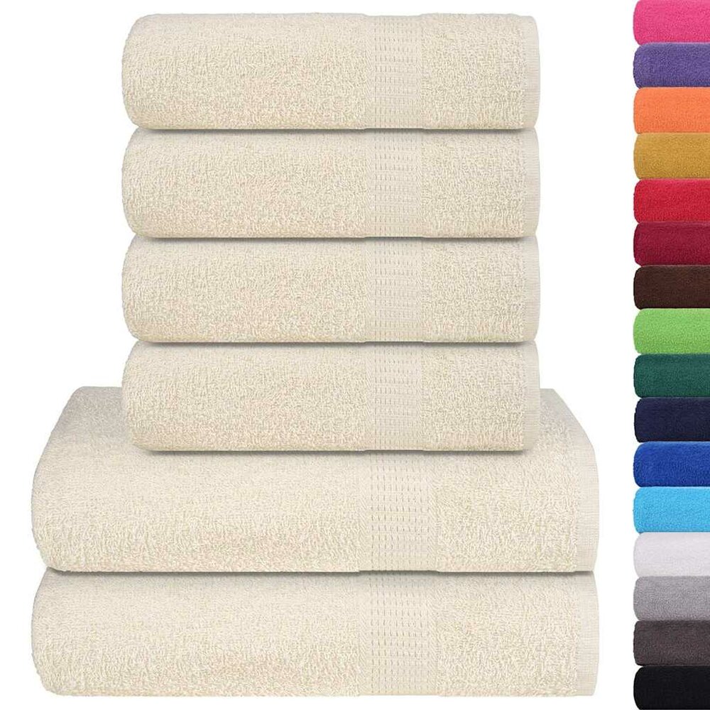 6-delige Handdoekenset 360 g/m&sup2; 100% katoen cr&egrave;mekleurig