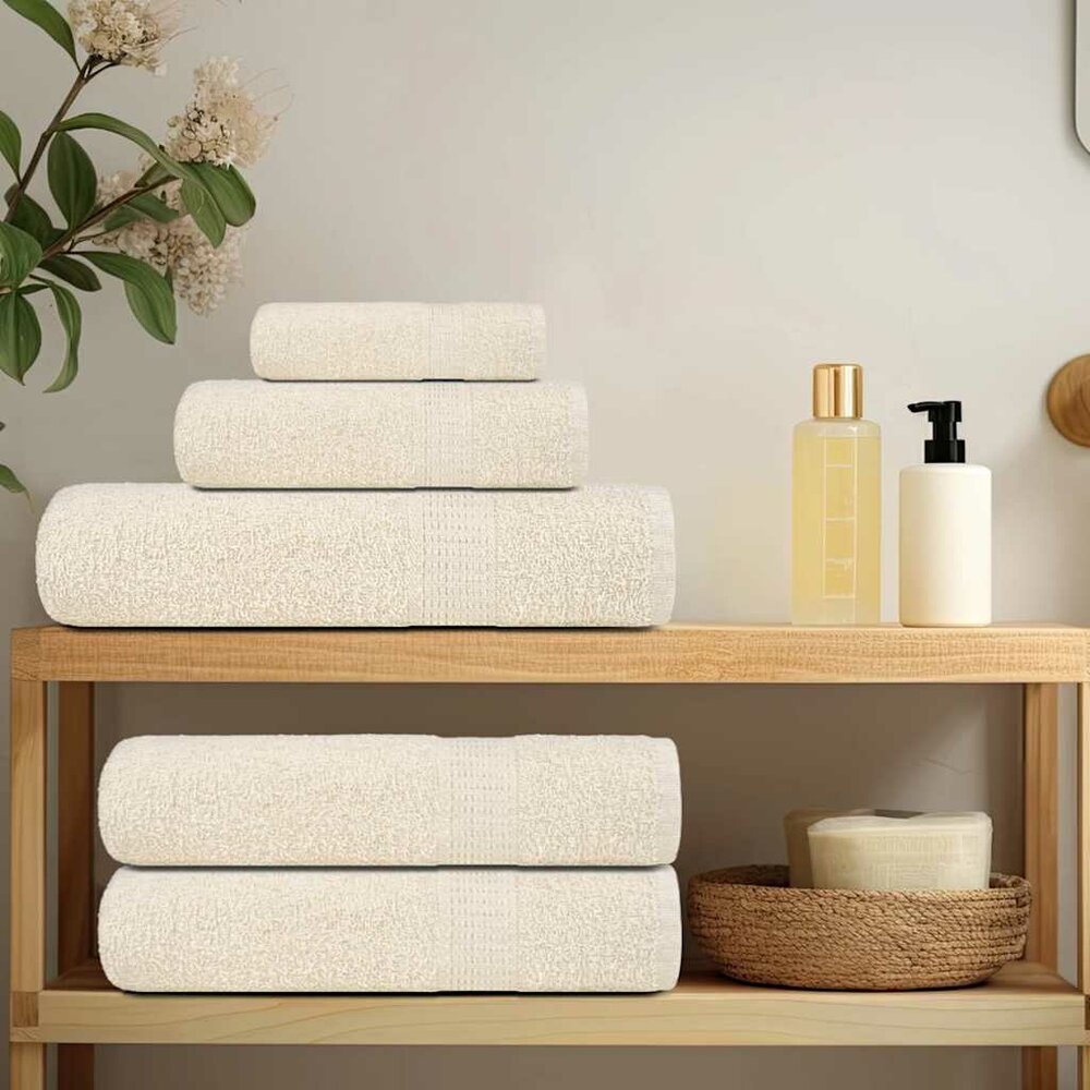 6-delige Handdoekenset 360 g/m&sup2; 100% katoen cr&egrave;mekleurig