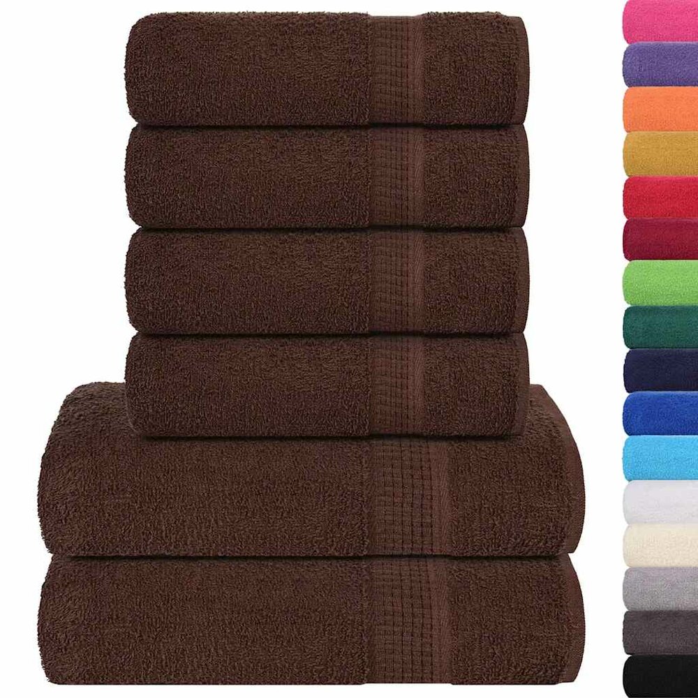 6-delige Handdoekenset 360 g/m&sup2; 100% katoen bruin