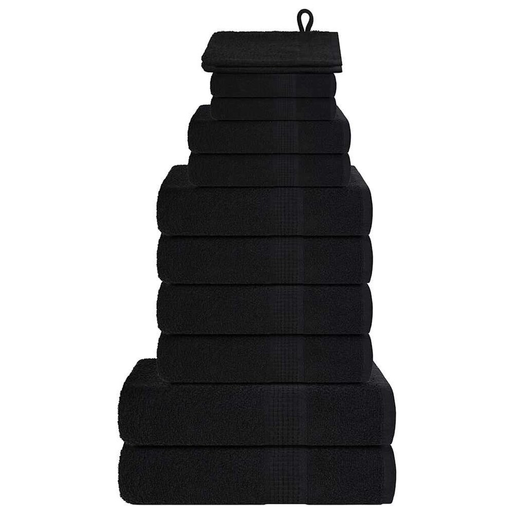 12-delige Handdoekenset 360 g/m&sup2; 100% katoen zwart