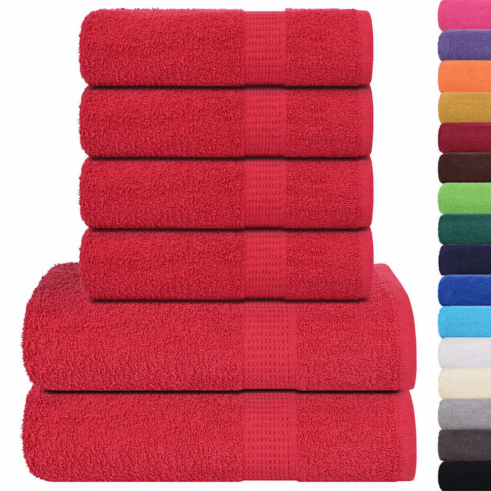 6-delige Handdoekenset 360 g/m&sup2; 100% katoen rood