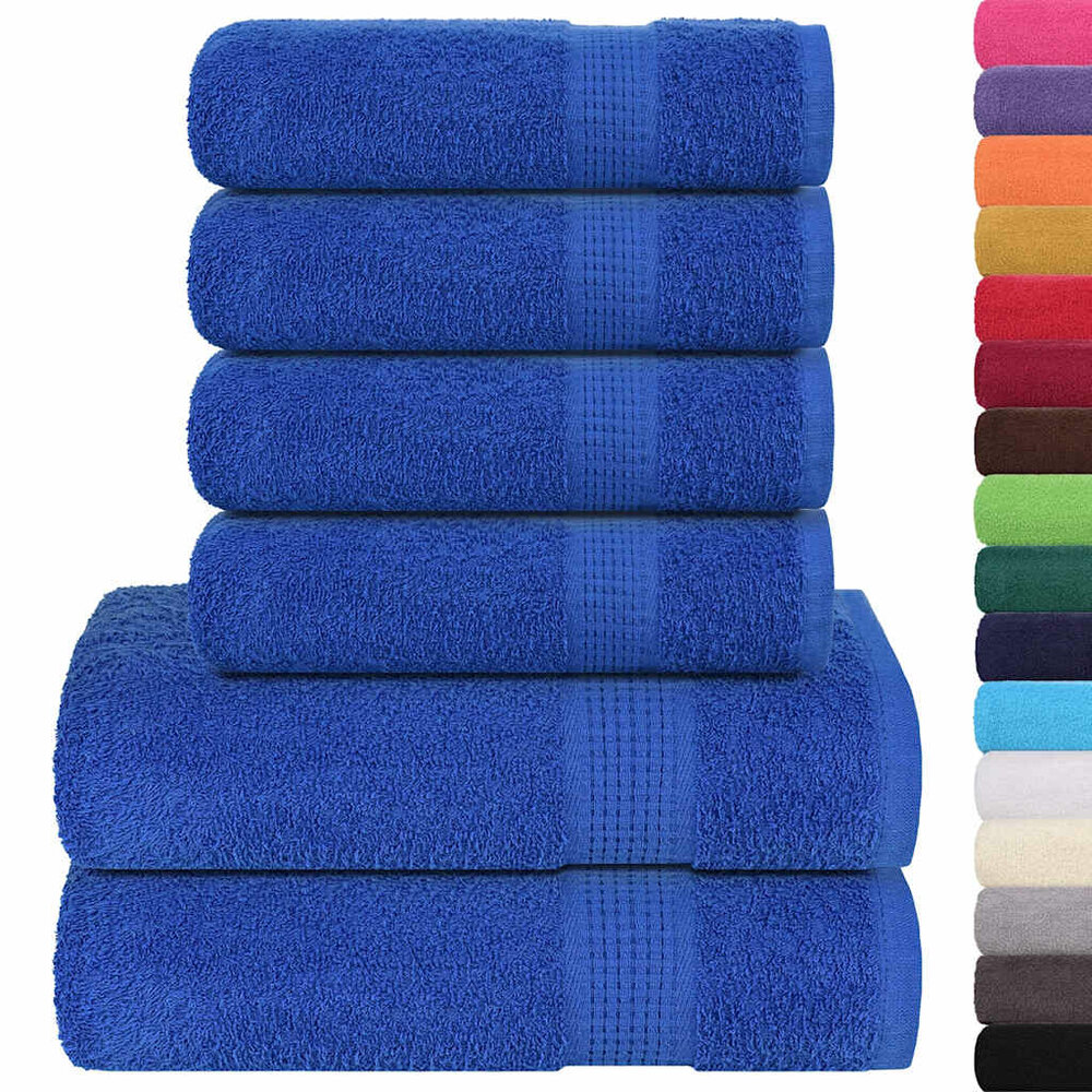 6-delige Handdoekenset 360 g/m&sup2; 100% katoen blauw
