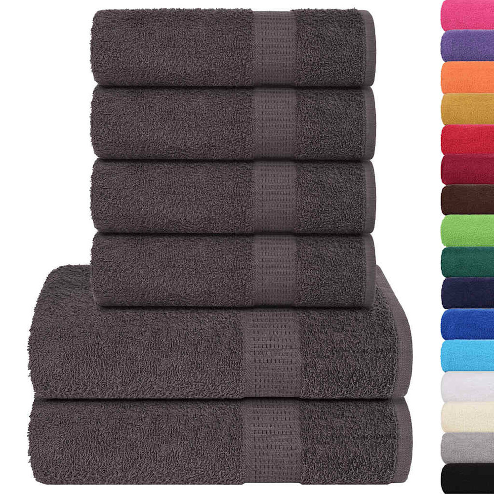 6-delige Handdoekenset 360 g/m&sup2; 100% katoen antracietkleurig