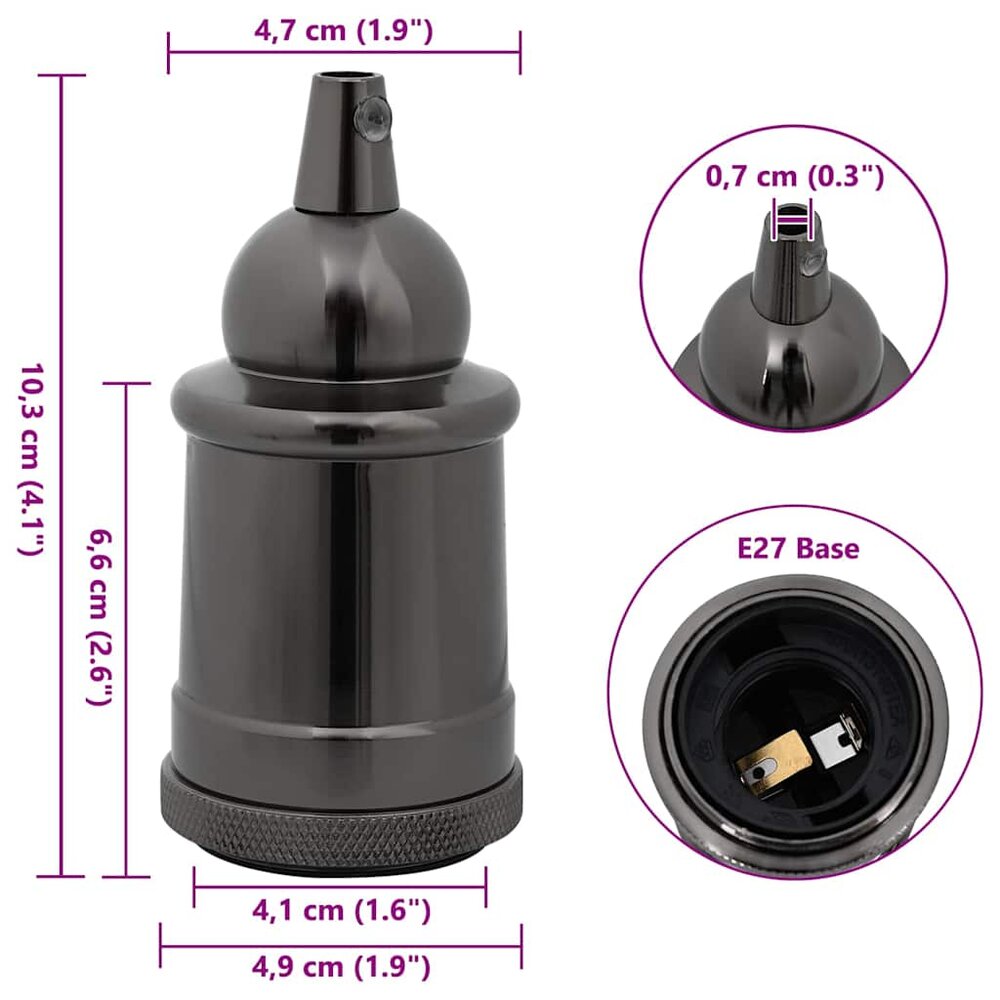 Lamphouders 2 st glanzend zwart E27