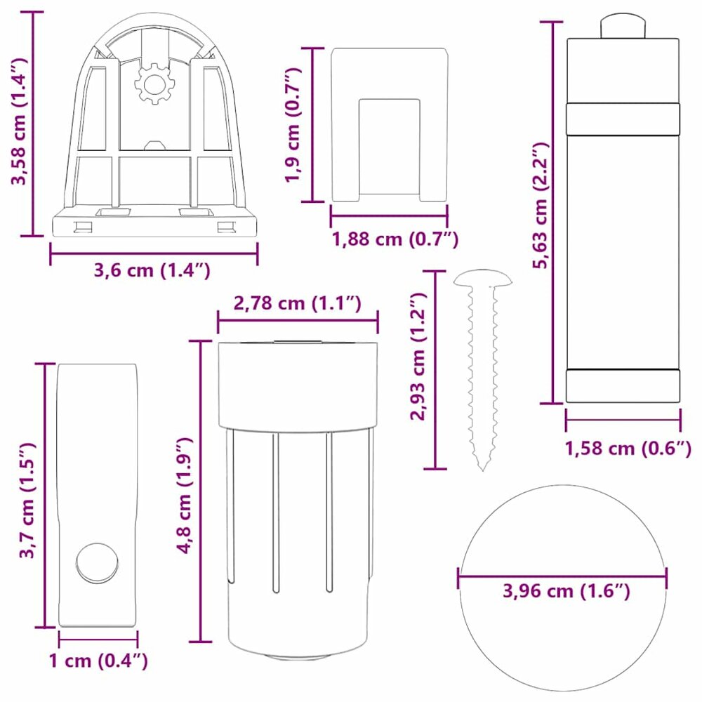 21-delig rolgordijnbeslag 18 mm